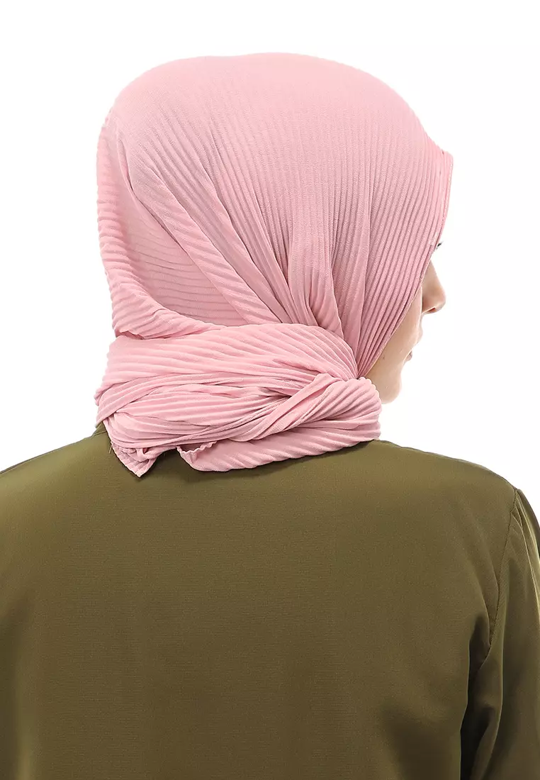 Melissa Pashmina Plisket Garis Hijab Wanita Relaxed Fit - Dusty
