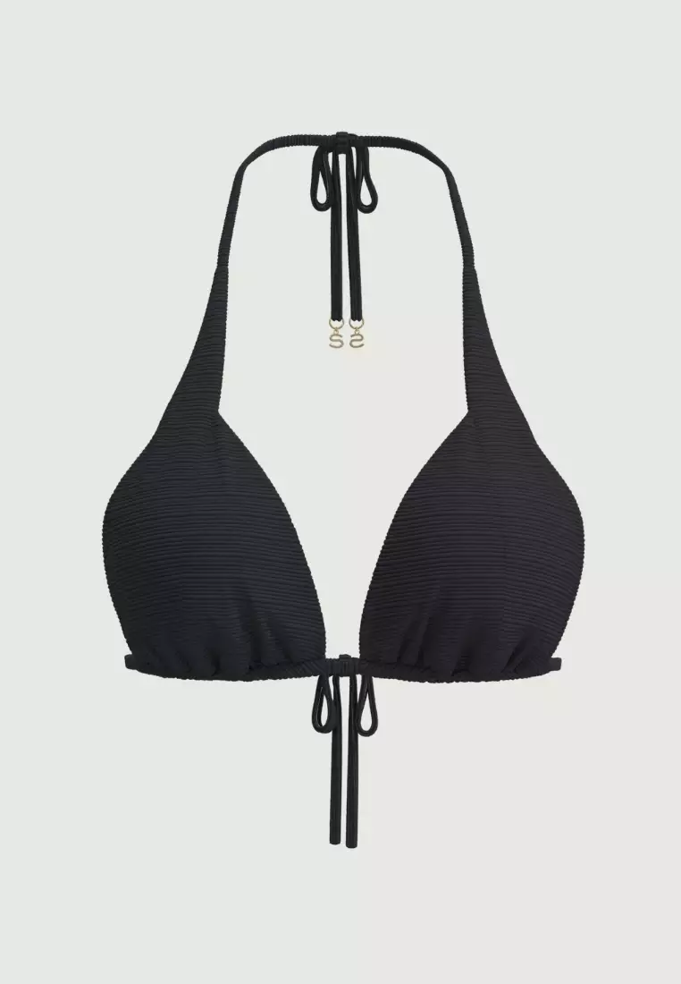Maja黑色綁帶式三角泳裝上身