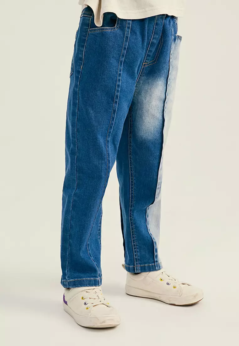 Denim Jeams With Faded Side Design