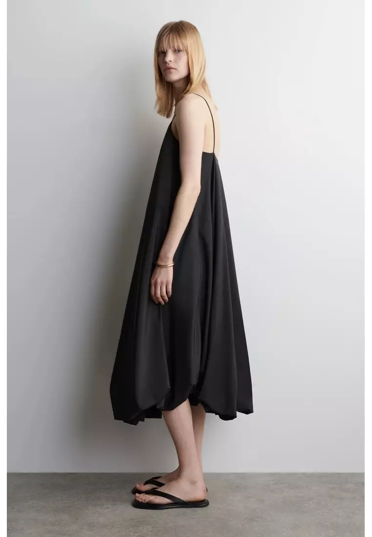BUBBLE-HEM MIDI DRESS