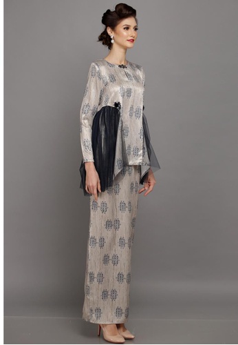 Daelyn Kurung Kedah Modern From Lidya Kuala Lumpur In Blue And Gold Baju Kurung Moden Baju Kurung Moden