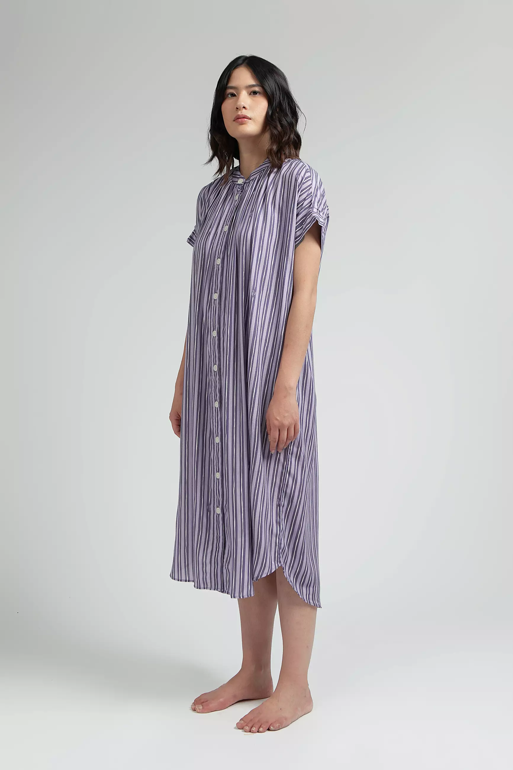 Daster Wanita Katun Ecovero | SARE studio Sleepwear OBI Loose Dress in Lilac Salur