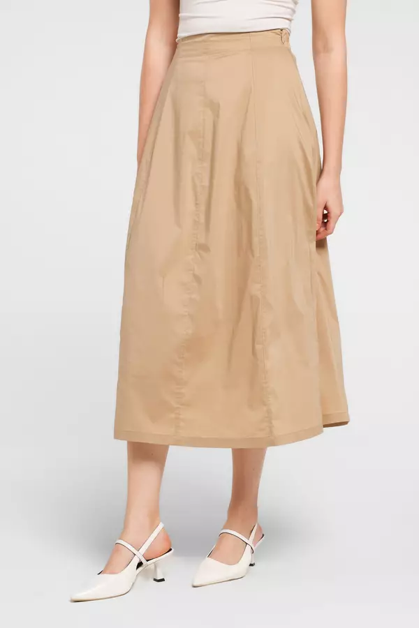 MINIMAL - Narala - Rok Midi - Beige Warna Beige
