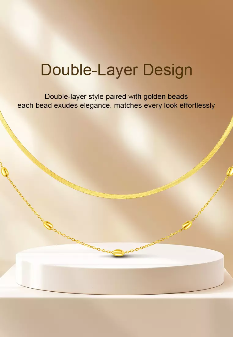 Kalung Wanita Double Wear Style Korea Fashion Anti Pudar Kalung Cewek Original gold