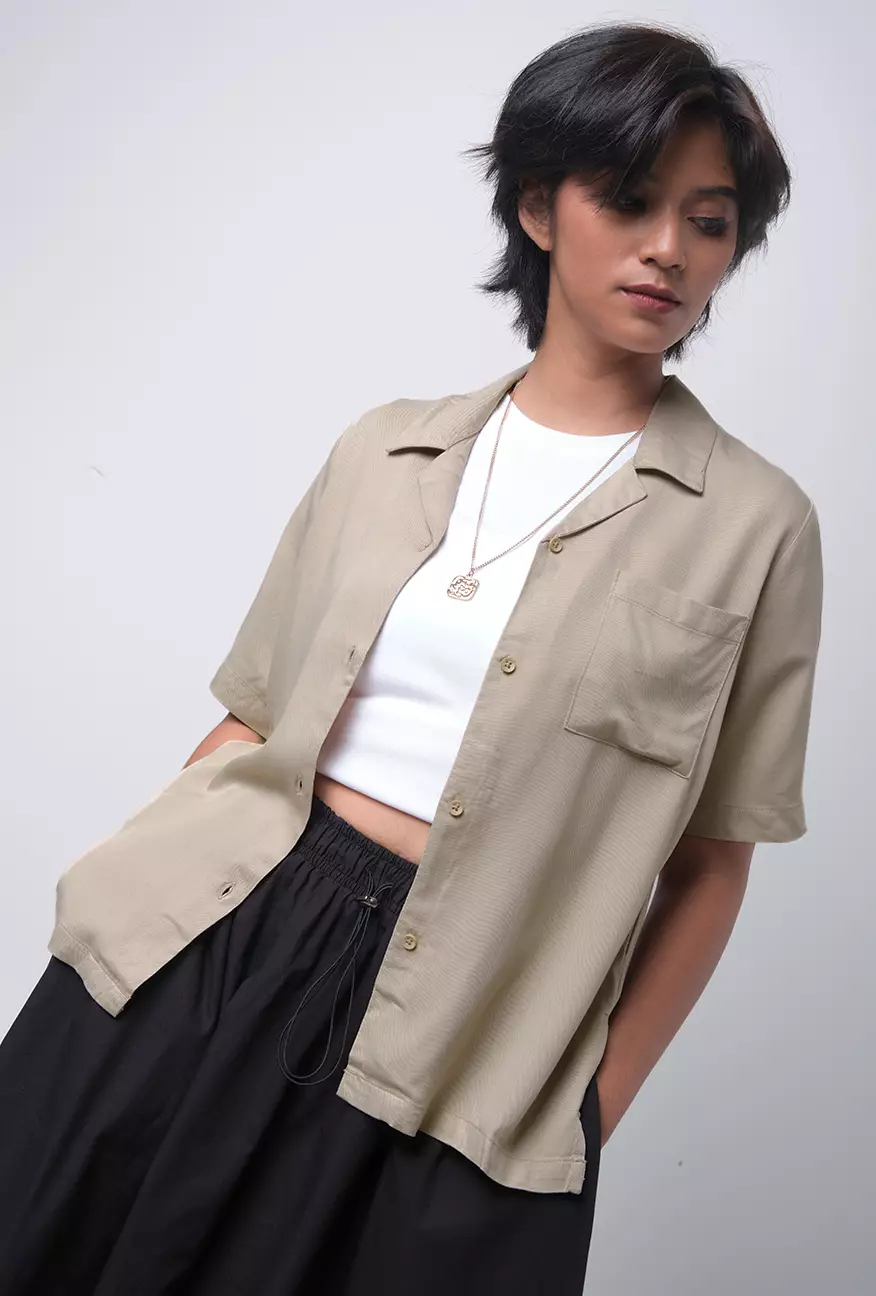 Kemeja Wanita Kenzy Beige Cream