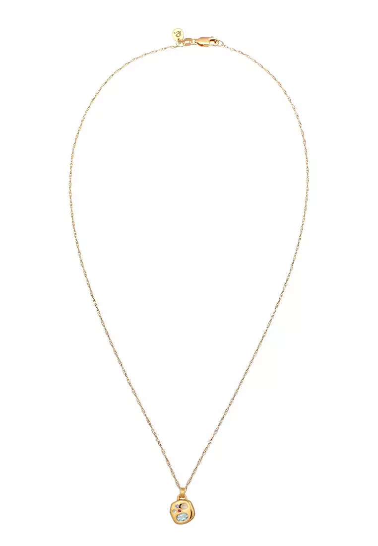 Kalung Perhiasan Perak 925 Wanita Sapphire Tanzanite Moonstone Gold Plated