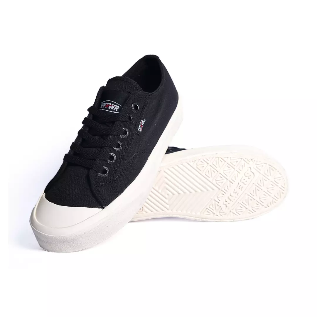 Saba Basic All Black White - Sepatu Sneakers Casual Pria Wanita