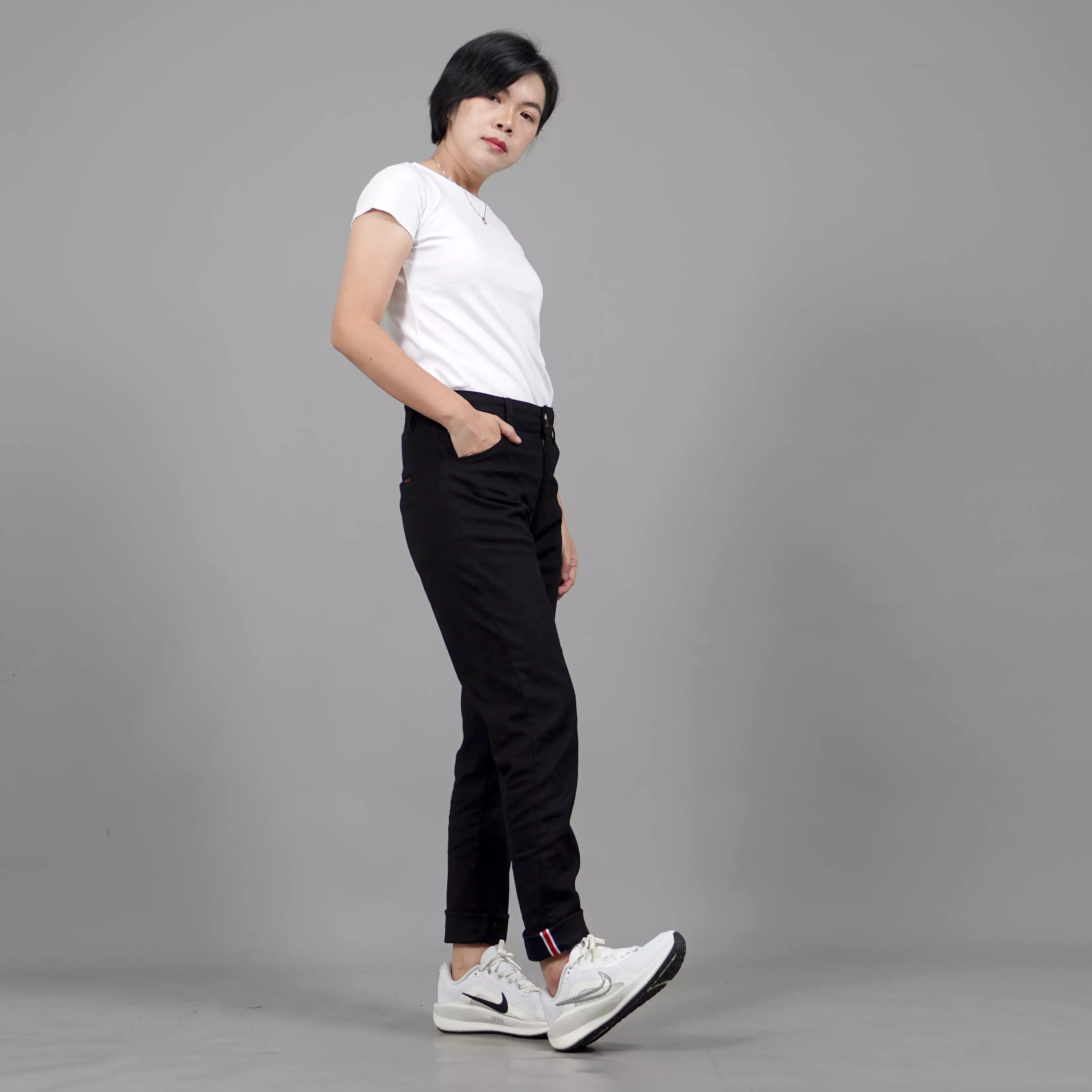  JAVIRE Celana Hitam Wanita Chino Pants Wanita Celana Panjang Chino Wanita - HITAM