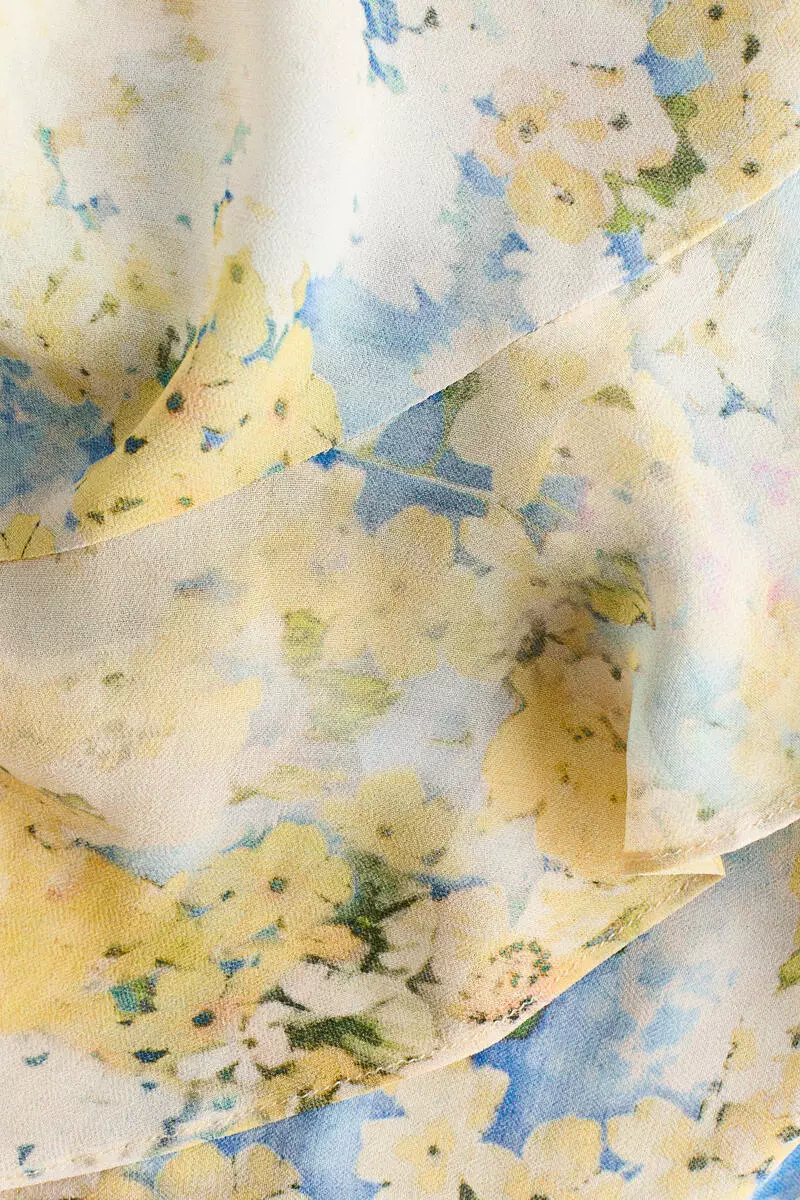Flounced chiffon dress with scarf