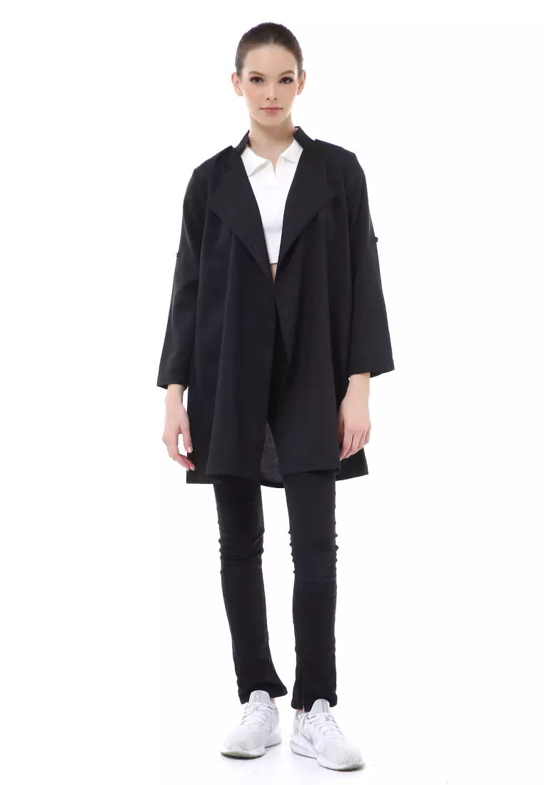Myra Outerwear Wanita Blazer Lengan Panjang Plain Motive Material Cotton ORIGINAL - Black