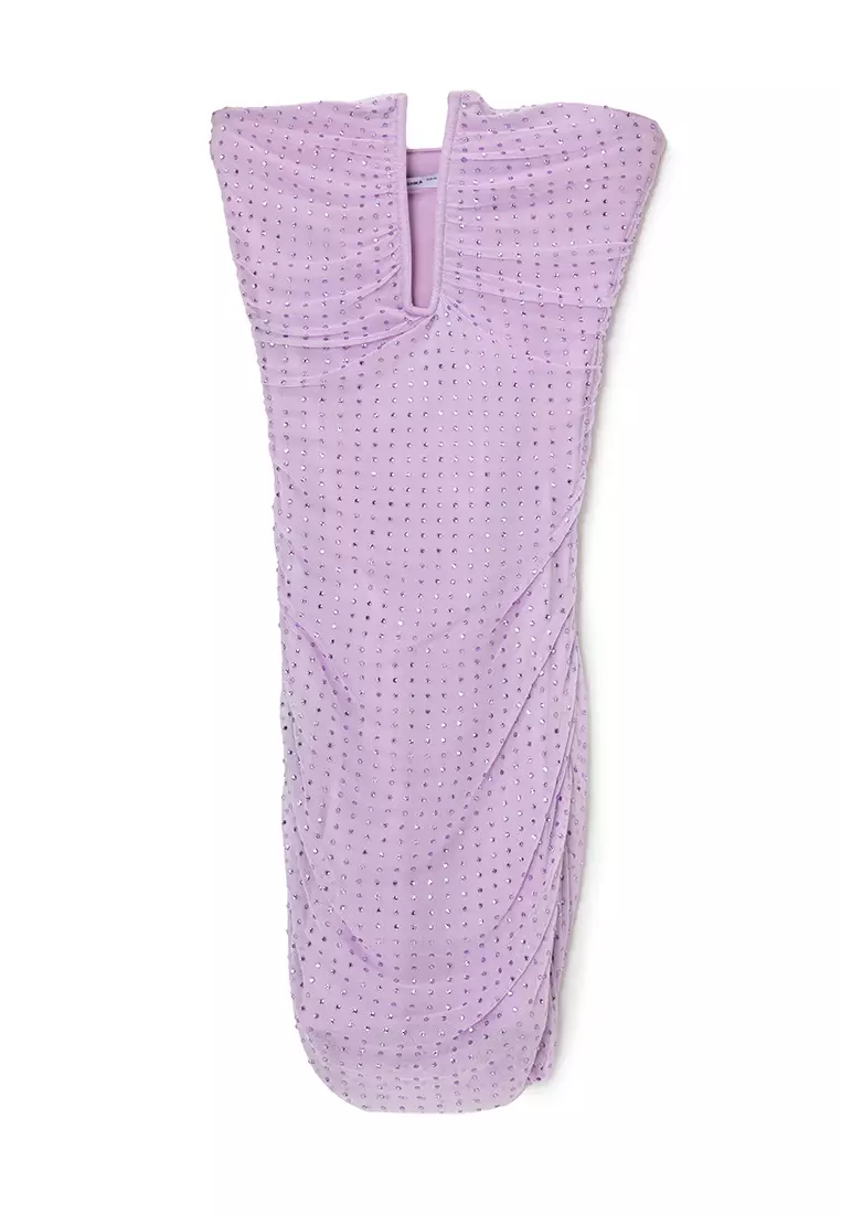 ORLA RUCHED MESH MINI DRESS - IN STOCK BURGUNDY main image 1
