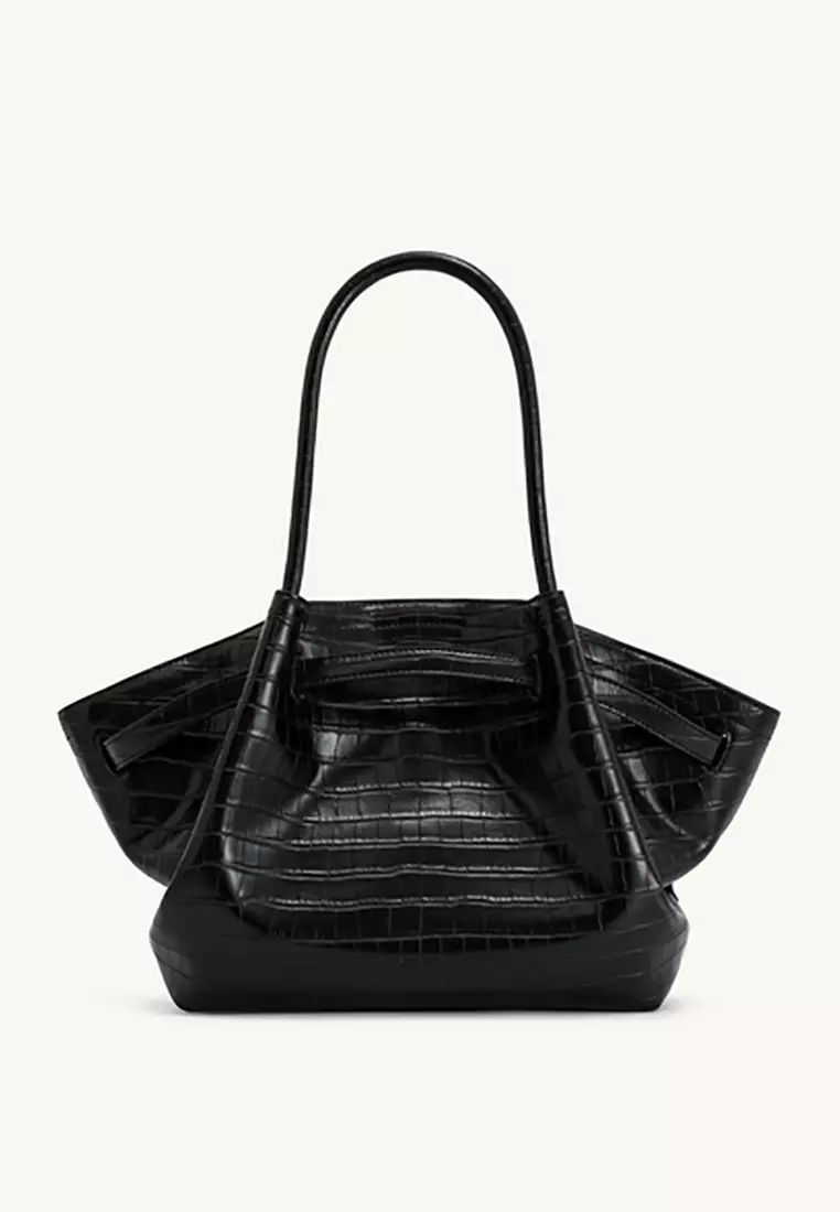 Hana Medium Tote Bag - Black Croc