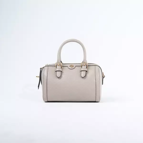 Tas TORY BURCH PETITE BARREL EMBOSSED TAUPE LEATHER SATCHEL BAG WITH LS 100% ORIGINAL