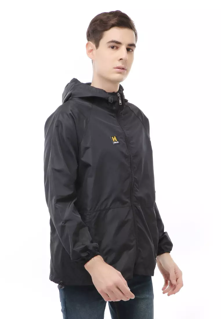 Clover Outerwear Jacket Hoodie Pria Jaket Olahraga Material Parasut ORIGINAL - Black