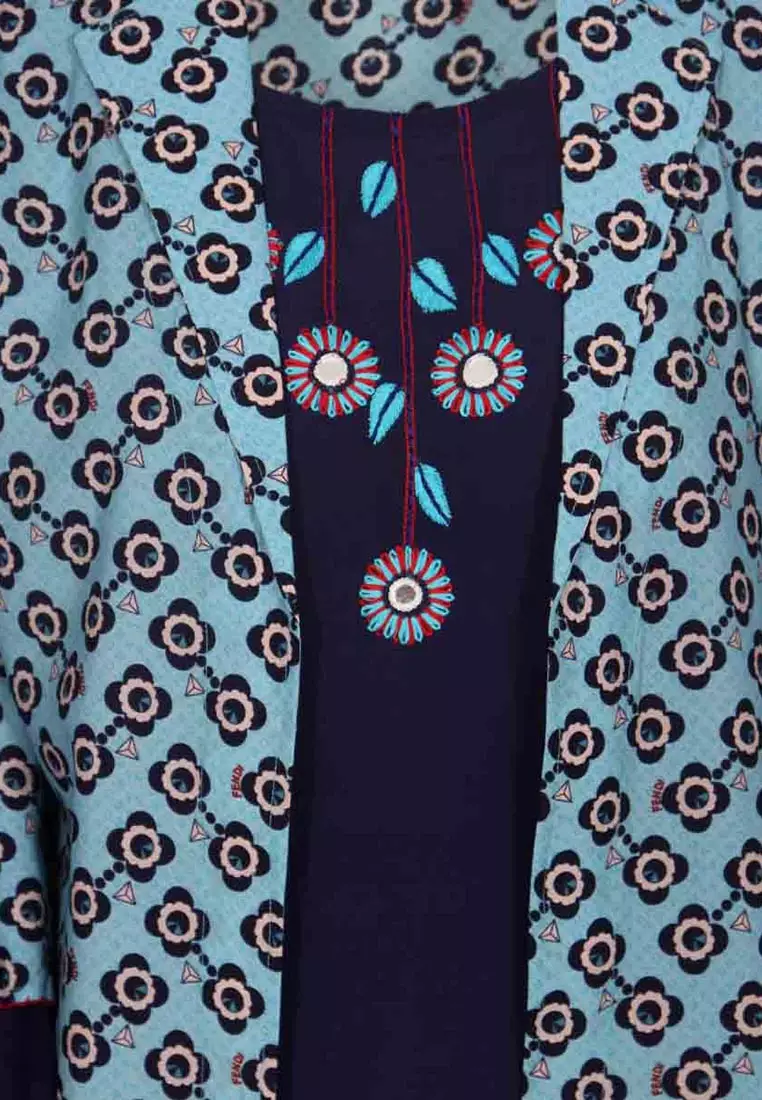 Le Reve 3/4荷叶袖高低开叉连衣裙