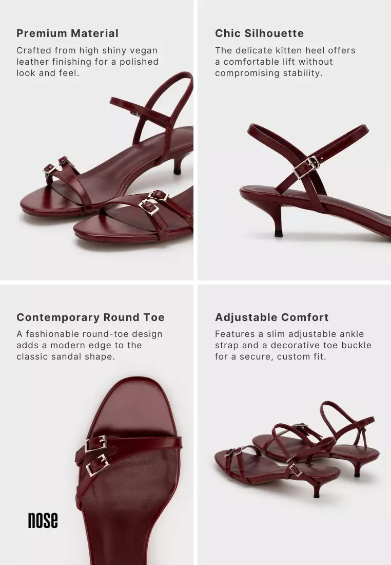 EMBELLISHED STRAP KITTEN HEEL SANDAL