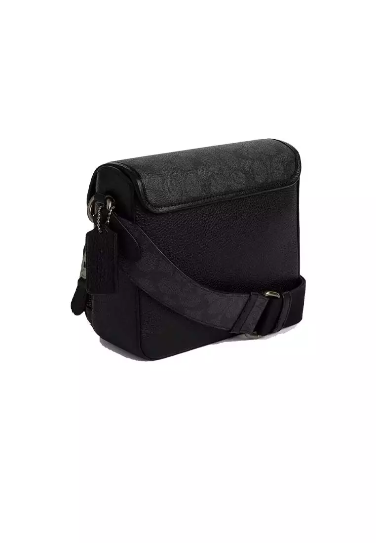 Sullivan Flap Crossbody Bag In Signature Canvas Charcoal/Black CZ396