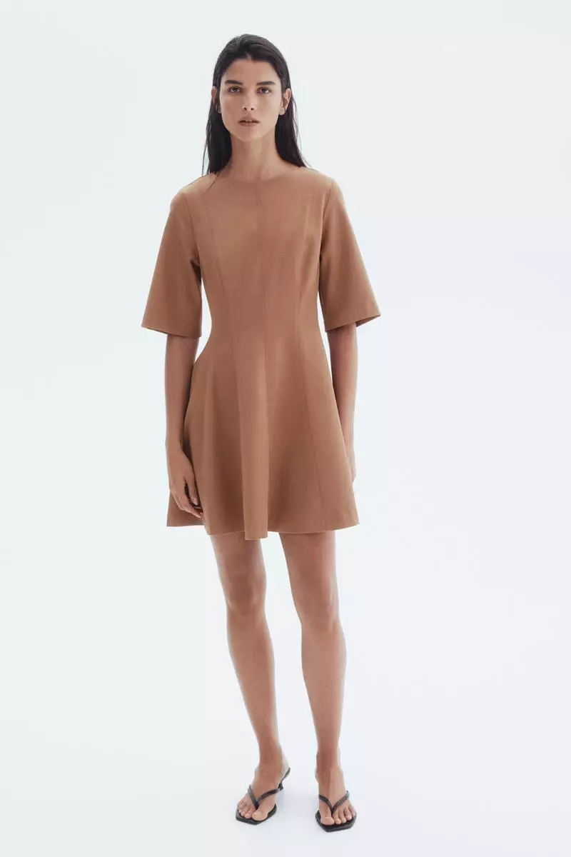 Waisted twill dress