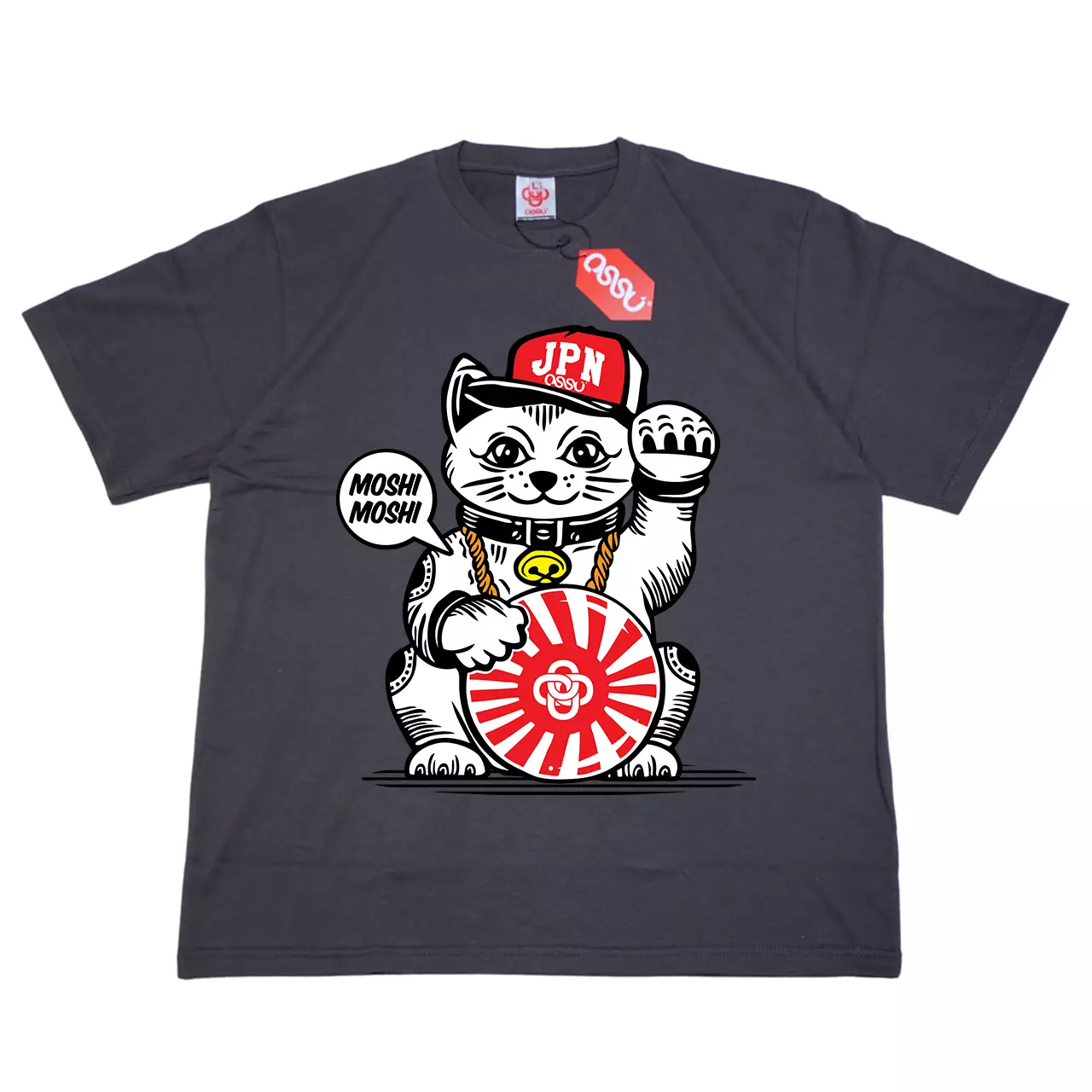 OSSU Lucky Cat Grey Tshirt
