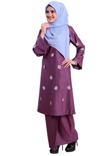 Buy Kurung Happy 05 from Hijrah Couture in Purple at Zalora