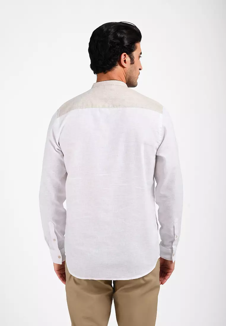 MOC Kemeja Koko Lengan Panjang Pria AYUB-WHITE