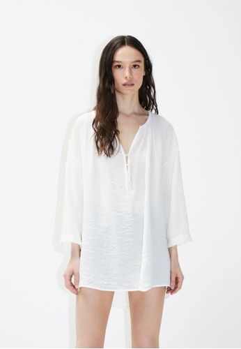 SISLEY white Oversized blouse CCC23AA8B081BAGS_1