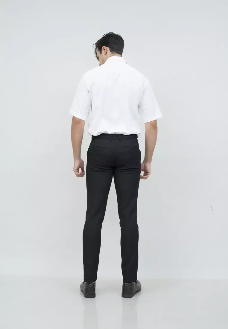 Kemeja kerja slim fit lengan pendek pria kerja Putih houseofcuff