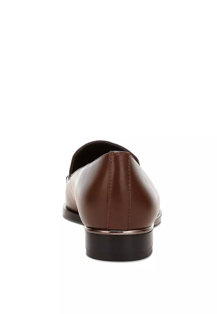 Sepatu Loafer Kulit Asli Bertabur Warna Coklat