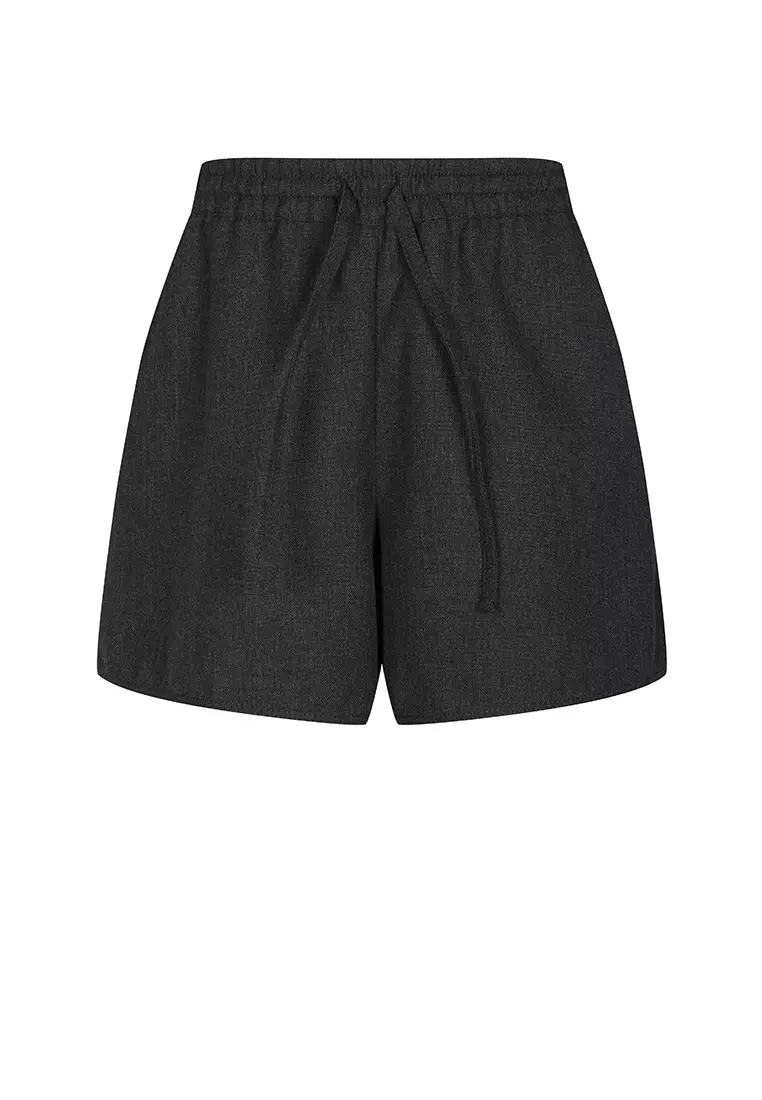 100% Wool Straight-Leg Rolled-Up Shorts with Slits