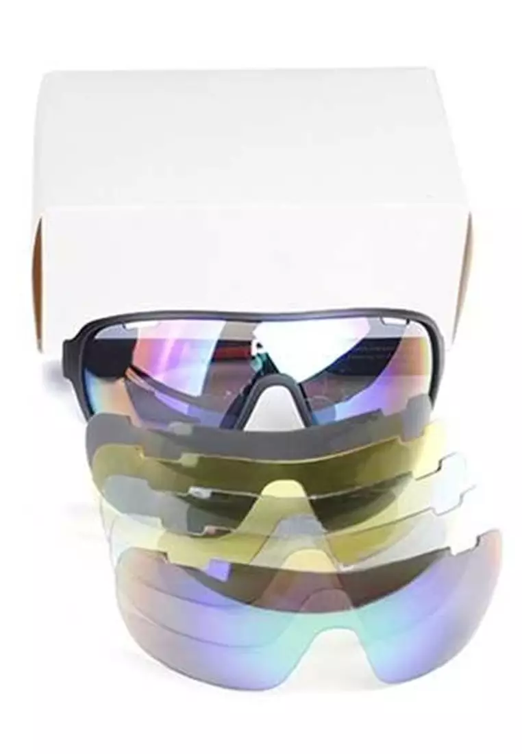 Elodie Kacamata Sepeda Polarized Sunglasses UV400 dengan 5 Lensa Pria Dan Wanita Material Polycarbonate ORIGINAL - Black