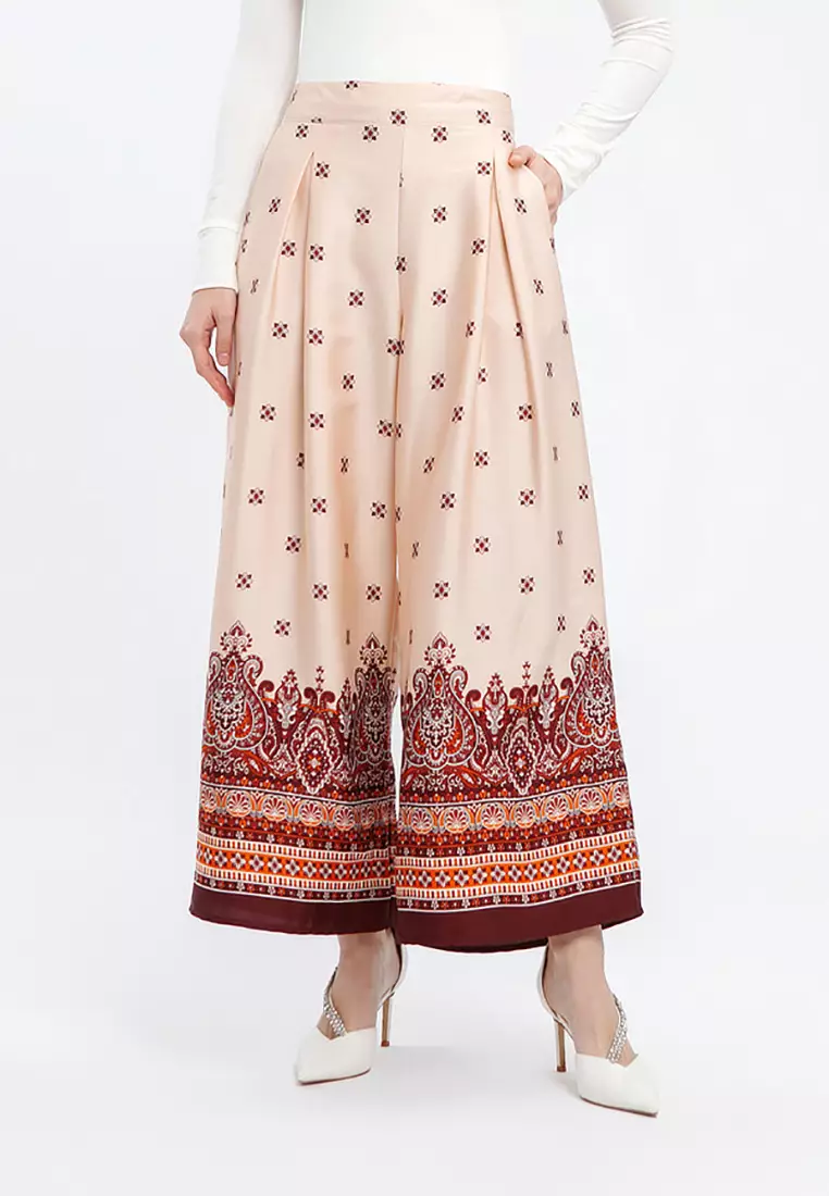 MINIMAL - Rynn - Kulot Lebar Motif Etnik - Pink