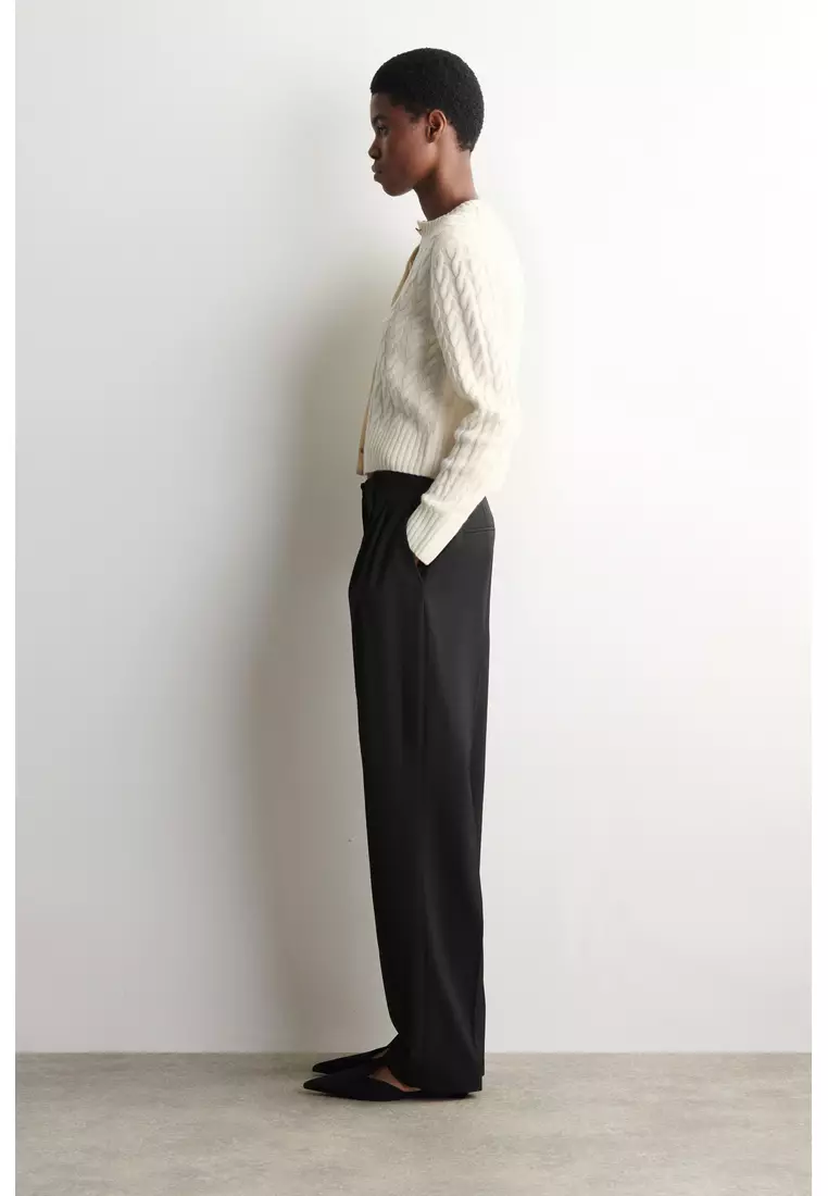 CABLE-KNIT MERINO WOOL CARDIGAN