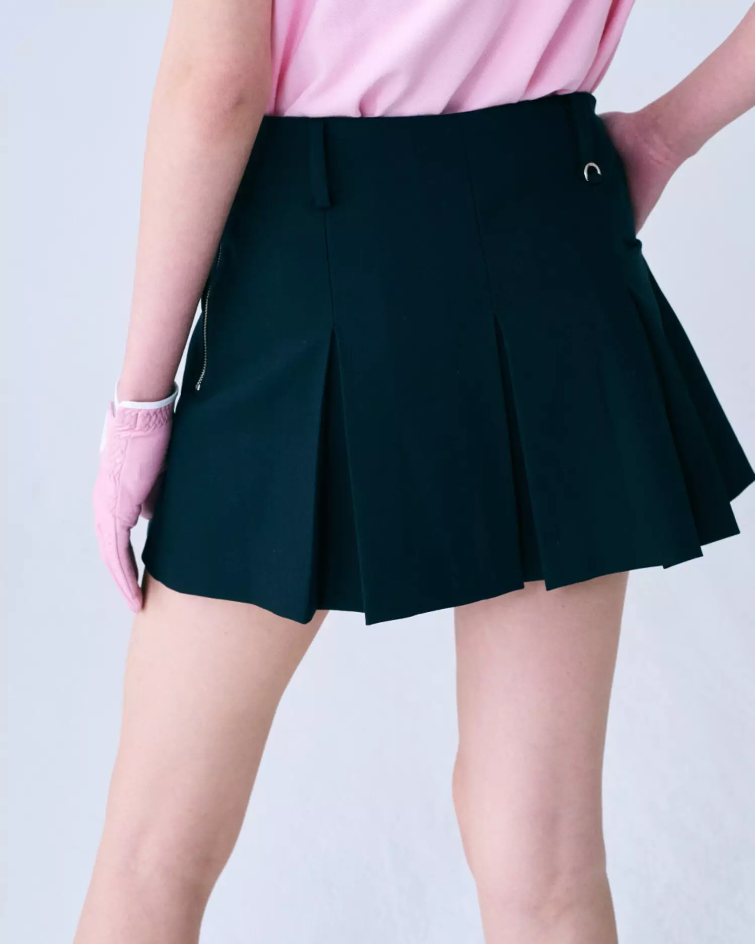PLEATS MINI SKIRT EMOJI NEEDLEWORK NAVY IVORY