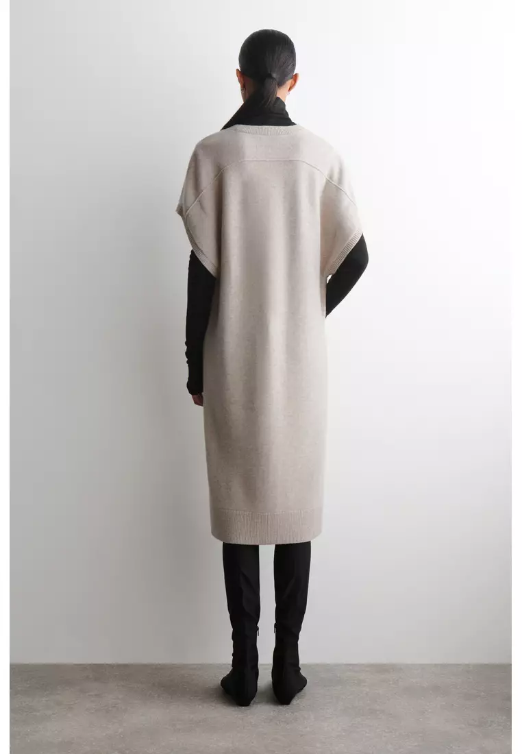 ROUNDED WOOL LONGLINE CARDIGAN