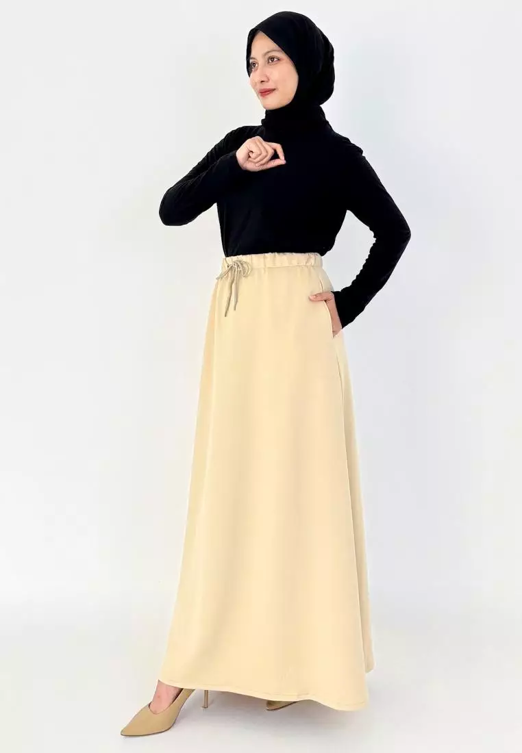 Ghea Skirt (Rok Panjang Basic) - Krem
