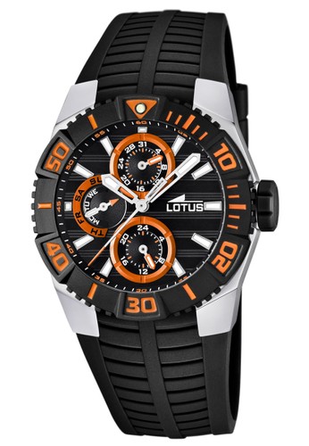 Lotus Men's Watch LOT L15779/7 Chronograph Black Orange Black Polyurethane