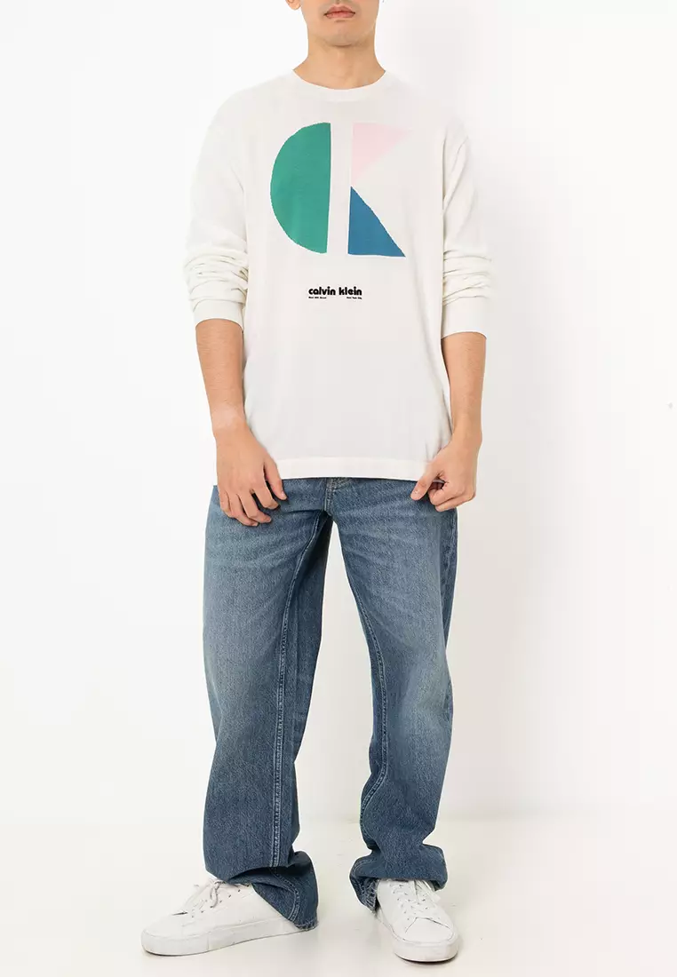 Colorblock Graphic Cotton Sweater - Calvin Klein Jeans