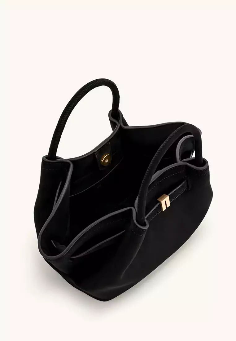 Hana Mini Faux Suede Tote Bag - Black