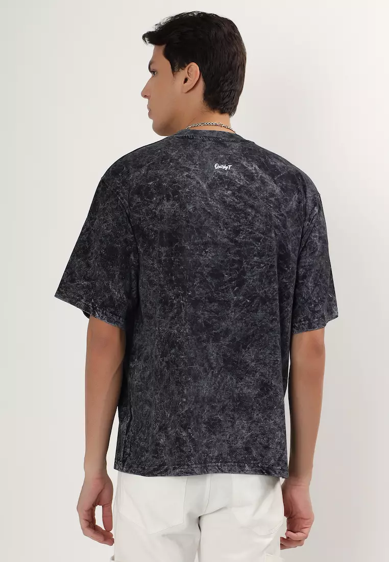 暗夜之花 黑色图案宽松短袖棉质T恤/T恤，男女通用运动服