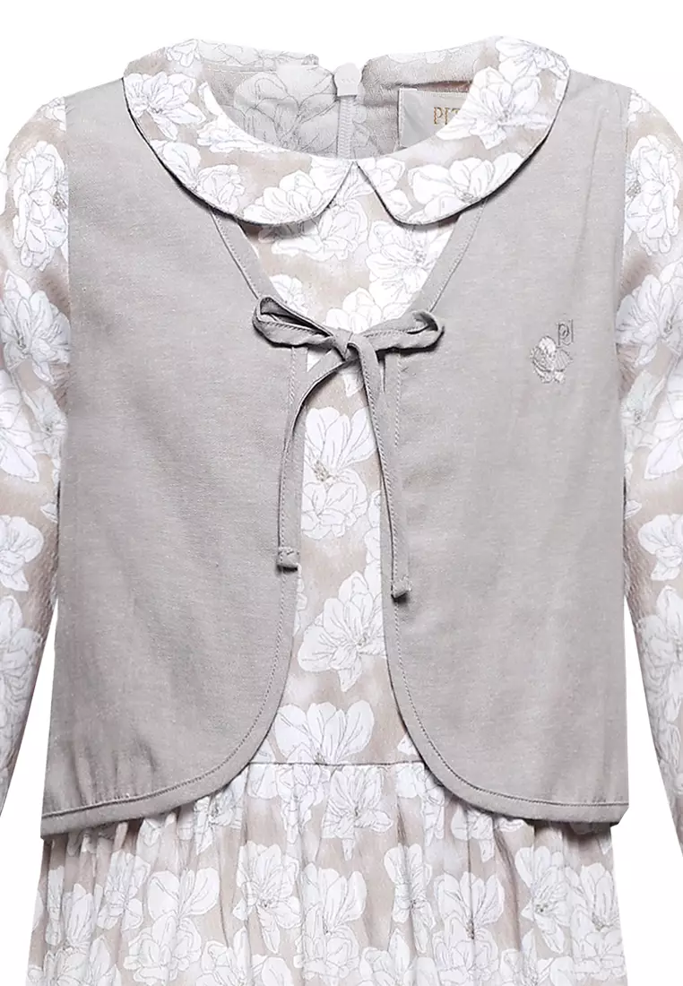 Pito Dito Girl Sanjeena Gamis Dress Anak Coklat Muda - Size 14