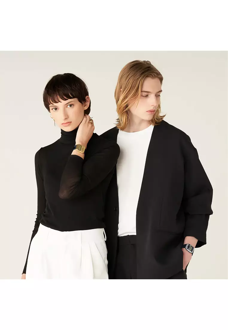 Jam Tangan Casio General A100WEF-1ADF Illuminator Vintage Digital Dial Black Resin Band