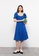 LC WAIKIKI blue Heart Collar Straight Balloon Sleeve Women's Dress 2E732AACFA19C1GS_1