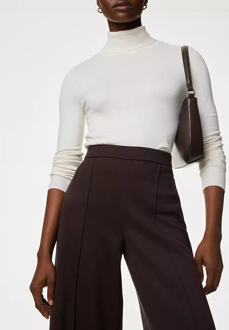 Jersey Elasticated Waist Wide Leg Trousers