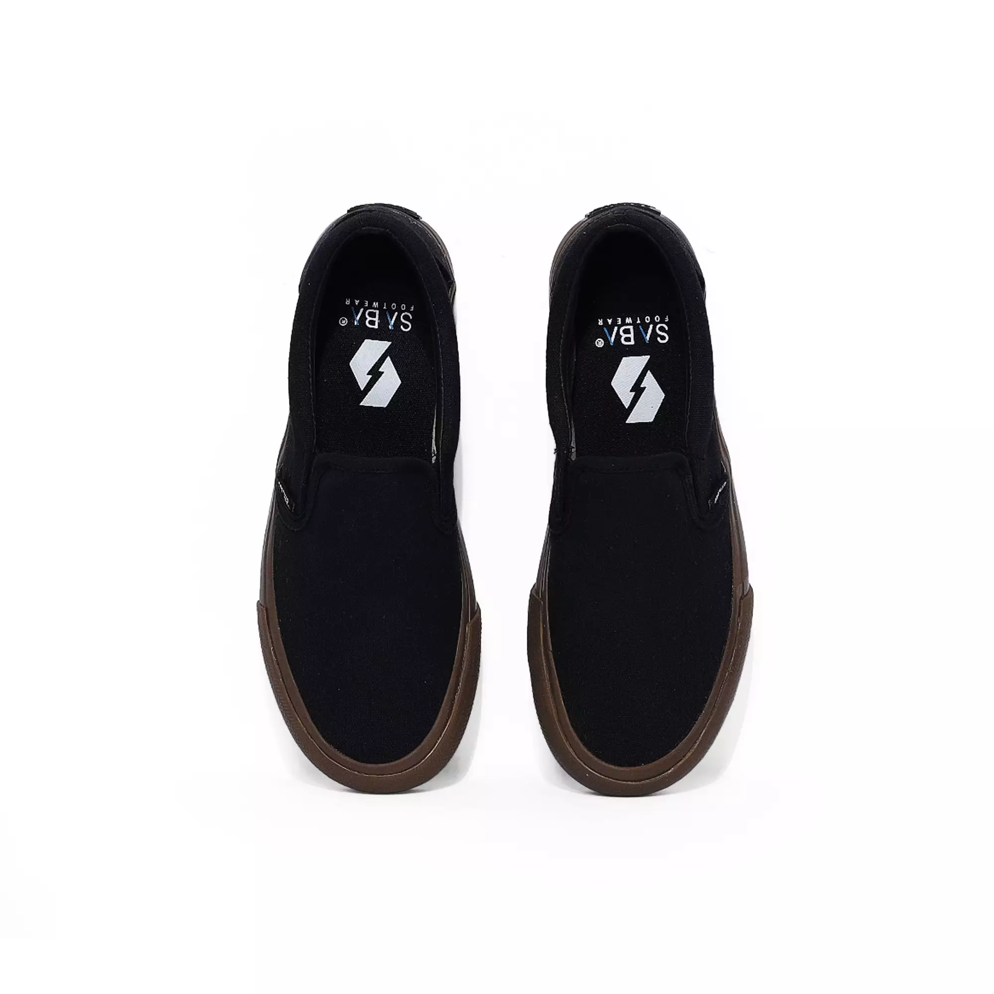 Saba Vintage Slip On All Black Dark Gum - Sepatu Sneakers Casual Pria Wanita