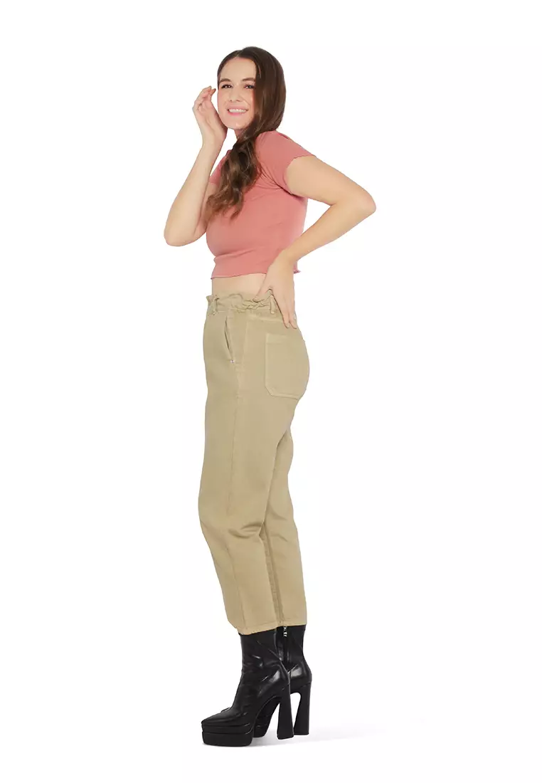 Buy London Rag Khaki Paper bag Waist Pants 2025 Online ZALORA