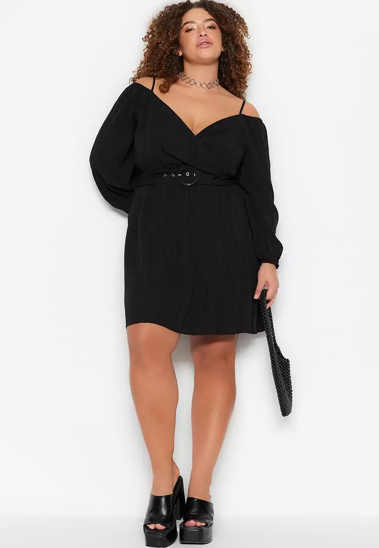 Plus Size Crossover Front Dress