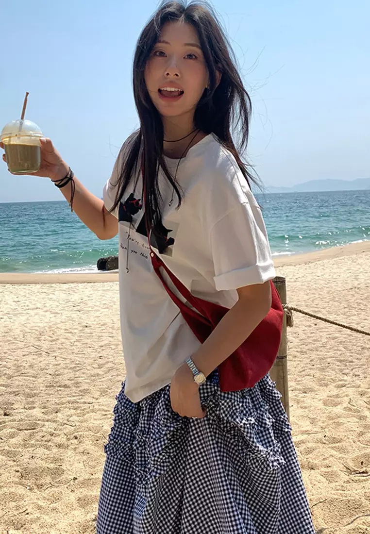 2025 Summer Printed Simple Round Neck T-shirt CA25042919W