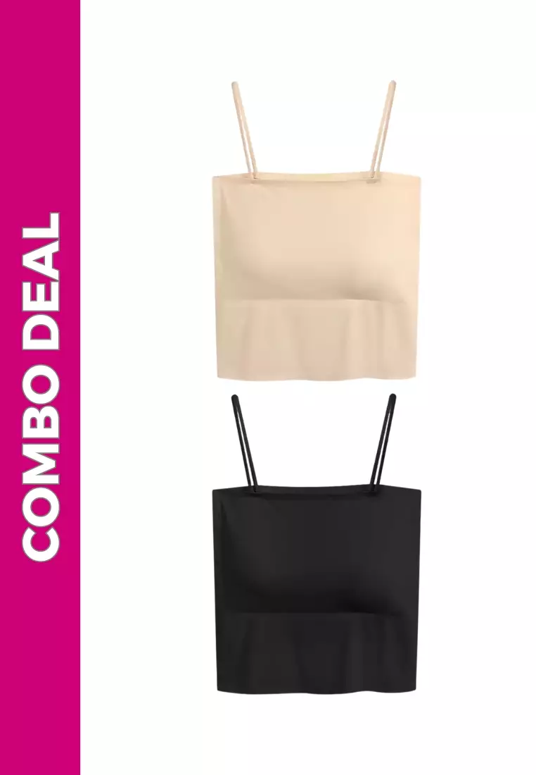 2 Pack Premium Arina Ice Silk Bralette Inner Top Tube in Nude and Black