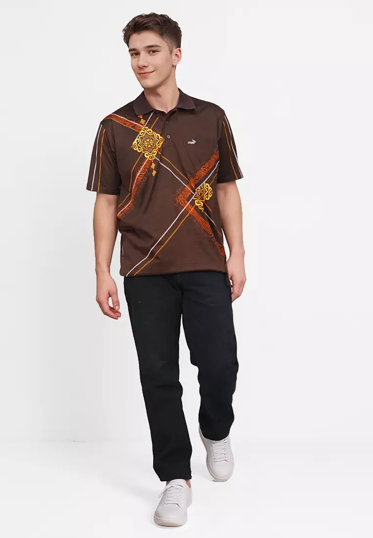 Crocodile DIAMOND 1868 Brown - Kaos Kerah Pria Men Polo Original Relax fit