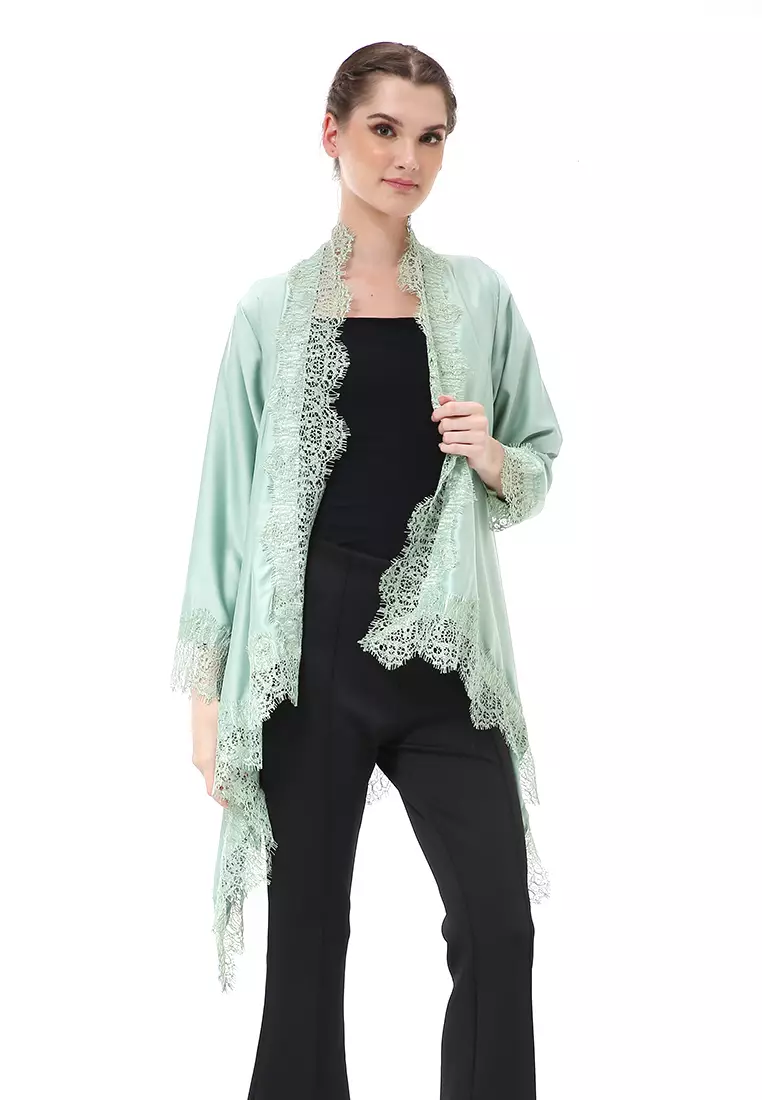 Reine Atasan Wanita Outer Kebaya Traditional Design Material Silk ORIGINAL - Sage Green